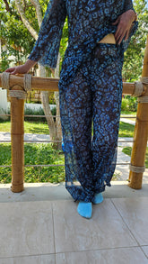 Smarttanin läpiruskettavat pitkät housut Siniperhoset