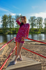 Smarttan läpiruskettava mekko Vaaleanpunainen Kukkapää