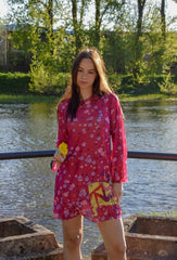 Smarttan läpiruskettava mekko Vaaleanpunainen Kukkapää