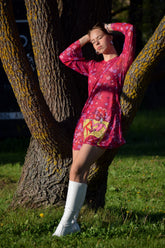 Smarttan läpiruskettava mekko Vaaleanpunainen Kukkapää