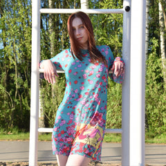 Smarttan läpiruskettava mekko Turkoosi Kukkapää