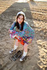 Smarttan läpiruskettava mekko Turkoosi Kukkapää