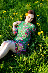 Smarttan läpiruskettava mekko Vihreä Kukkapää