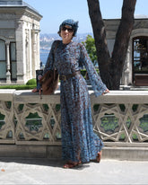 Smarttanin läpiruskettava pitkä mekko Siniperhoset