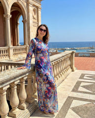 Smarttanin läpiruskettava pitkä mekko Siniperhoset