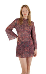 Smarttan läpiruskettava pitkähihainen tunika Vihreä Mandala